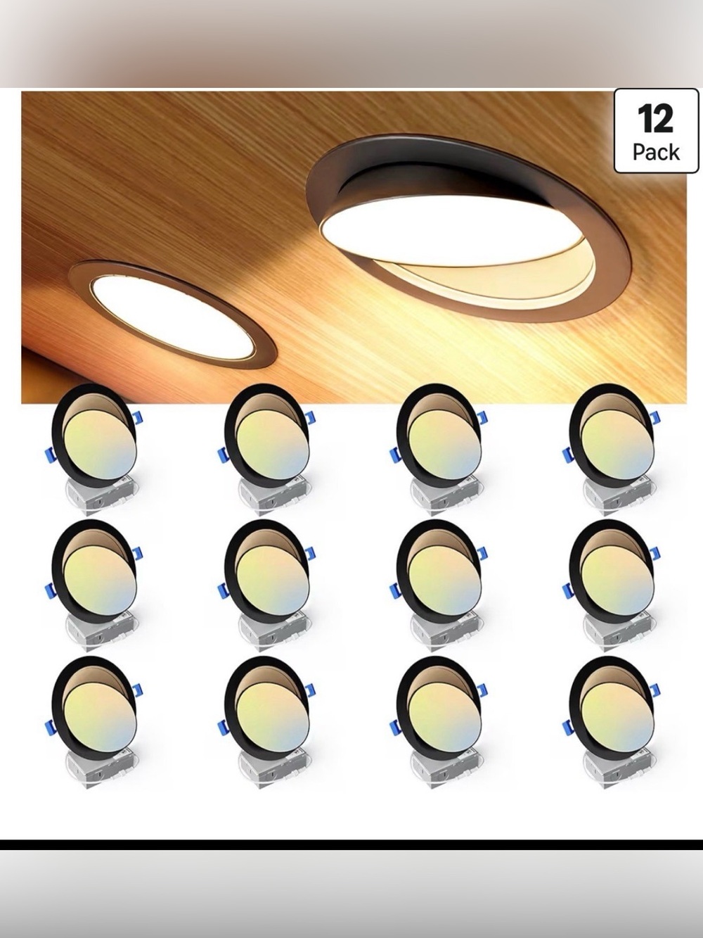 Ensenior 12 Pack 6 inch Black Gimbal Led Recessed Light